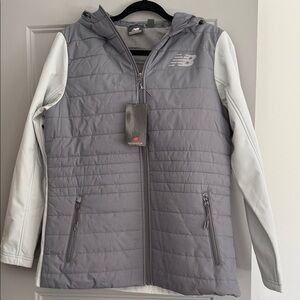 New Balance Light Gray Quilted Jacket with Hood